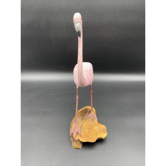Pink Flamingo Carved & Painted 11 1/2" Sculpture Figure Made In Japan - Picture 3 of 15